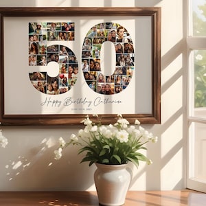 50th Birthday Photo Collage Template for 50th Birthday Decorations and 50th Birthday Gift