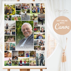 Collage Template for 26 Photos. Funeral Poster Board. in Loving Memory.  Digital Poster in 11x14, 22x28 & 33x42. Photoshop Life Group. 