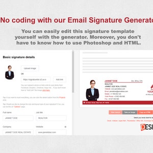 Email Signature Template, Realtor, Clickable, Gmail, Modern, Professional, Real Estate, Two Photo or Logo, Clickable Link Icon, HTML, Canva image 4