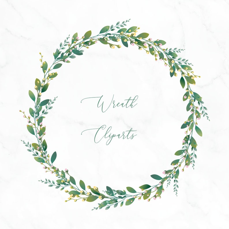 Download Floral Greenery Wreath Svg Png Cliparts Watercolor Flower | Etsy