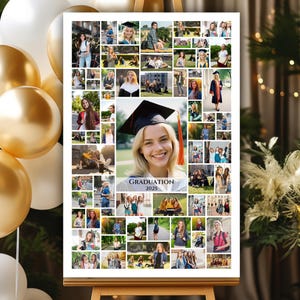 Graduation Photo Collage Template, Graduation Welcome Sign, Class of 2025, Graduation Party Poster Display, Graduation Gift for Seniors,