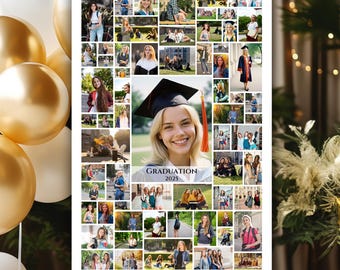 Graduation Photo Collage Template, Graduation Welcome Sign, Class of 2025, Graduation Party Poster Display, Graduation Gift for Seniors,