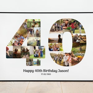 40th Birthday Photo Collage Template, Printable 40th Birthday Photo Collage, Photo Collage, 40th Birthday Gifts, Birthday Anniversary, Canva