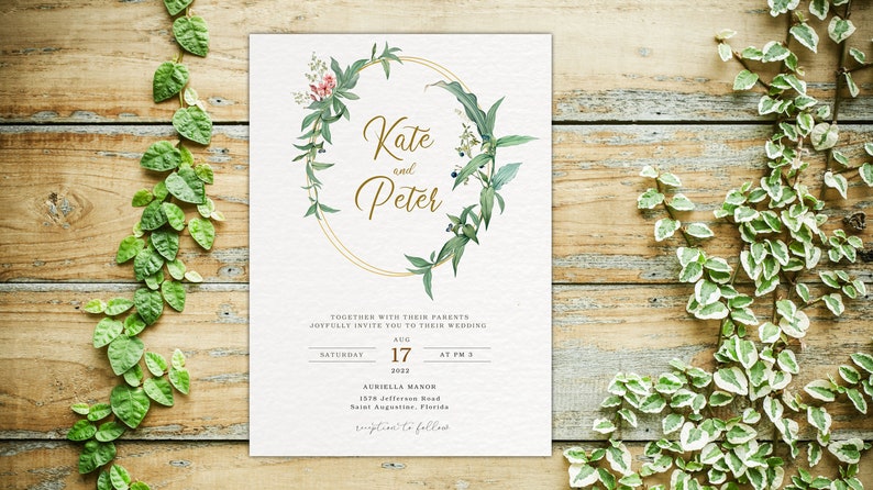 Greenery Wedding Invitation Template