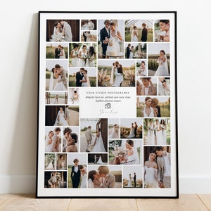 Letter size photography collage template, 8.5 x 11 photoshop, 35 Photos Squares , photo collage, Storyboard Templates, Canva Photo Collage