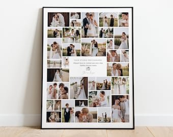 Letter Size Photo Collage Template, 8.5 x 11 photoshop, 35 Photos Squares , photo collage, Storyboard Templates, Canva Photo Collage