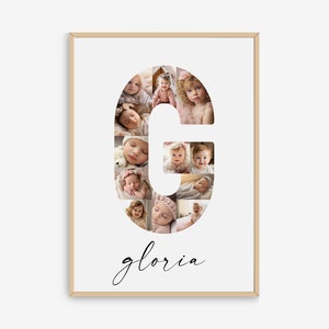 Letter G Photo Collage Template,  Personalized Initial Name Print for Girls and Boys, Nursery Print, Name Printable, Nursery Decor