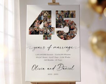 45th Anniversary Photo Collage Template, Editable Canva Gift (Digital Download)