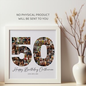 50th Birthday Photo Collage Template for 50th Birthday Decorations and 50th Birthday Gift