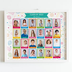 School Composite Photo Template, School Class Photo Collage Template, Kindergarten School Photo Template for 24 Photos, Collage for Class