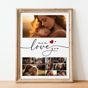 Mother&#39;s Day Photo Collage Template, Editable Printable Mothers Day Gift, Printable photo collage gift, Canva, Birthday Gift for Mom