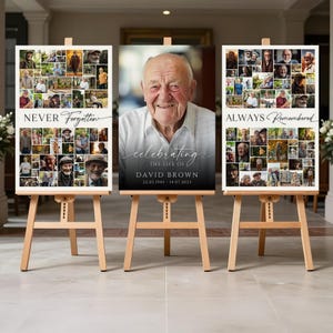 Funeral Photo Collage Template, Funeral Poster, Celebration of Life,  Funeral Welcome Sign, In Loving Memory, Memorial Poster