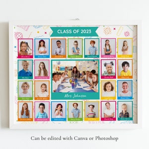 School Composite Photo Template, Printable School Class Photo Template, Kindergarten Collage Template for 23 Photos, Collage for Class