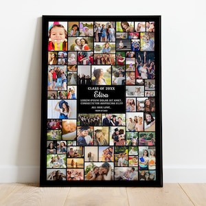 Poster Size Editable Graduation Photo Collage Template for 70 Photos, Collage, Canva, 24 x 36, Memorial, Funeral, Wedding, Celebration
