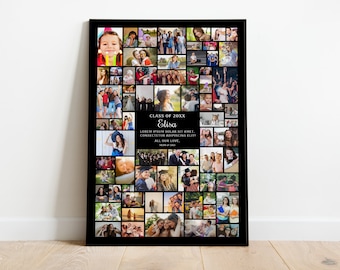 Poster Size Editable Graduation Photo Collage Template for 70 Photos, Collage, Canva, 24 x 36, Memorial, Funeral, Wedding, Celebration