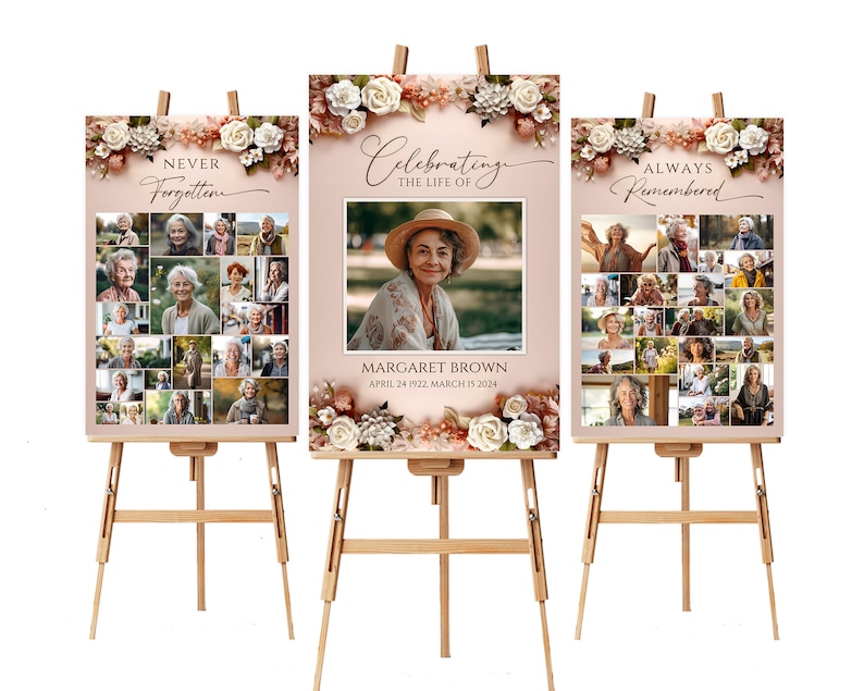 Funeral Welcome Sign, Funeral Photo Collage Template, Funeral Poster
