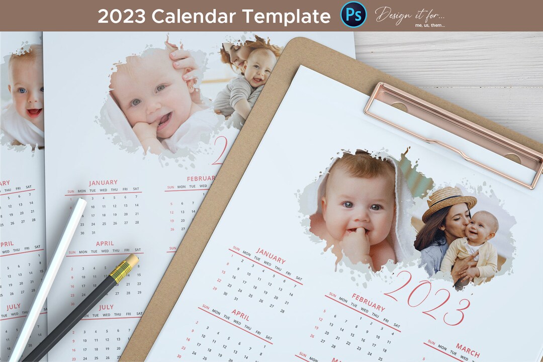 2023 Printable Photo Year Calendar Template 85x11 Wall - Etsy
