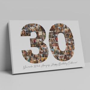 30th Birthday Photo Collage Template, Personalized 30th Birthday Gift for Her, Him, 30th Anniversary Picture Collage, Birthday Gift, Canva image 4