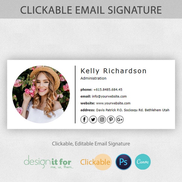 Email Signature Template Clickable Link, Gmail Email Signature, Html, Outlook E-mail Signature, Professional Email Signature, Realtor Email