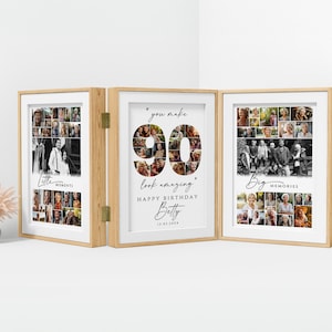90th Birthday Gift for Women or Men, 90th Anniversary Photo Collage Template, Printable Customizable Birthday Poster, Welcome Board