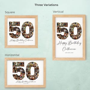 50th Birthday Photo Collage Template, Personalized 50th Birthday Gift for Women, Him, Mom, Number Collage, Family Gift, Birthday Gift, Canva image 2