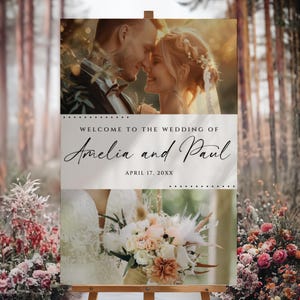 Photo Wedding Welcome Sign Template, Welcome Board, Wedding Photo Collage, Modern Welcome Sign, Printable Wedding Reception Poster