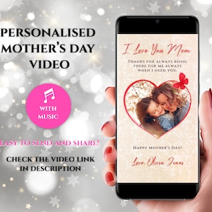 Tarjeta de felicitación personalizada en vídeo del Día de la Madre, Regalo del Día de la Madre, Feliz Día de la Madre, Regalo para mamá, Saludo animado en vídeo del Día de la Madre