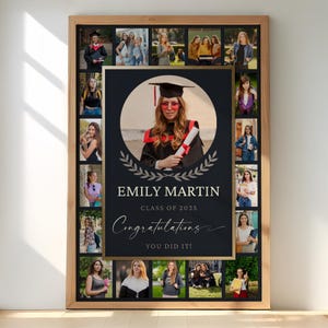 Printable Graduation Photo Collage Template, Graduation Poster Display, Class of 2025 Photo Collage Template, Personalized Gift for Graduate