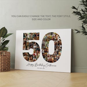 50th Birthday Photo Collage Template for 50th Birthday Decorations and 50th Birthday Gift