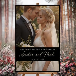 Wedding Welcome Sign Template, Wedding Welcome Board, Modern Photo Welcome Sign Template, Printable Wedding Reception Poster
