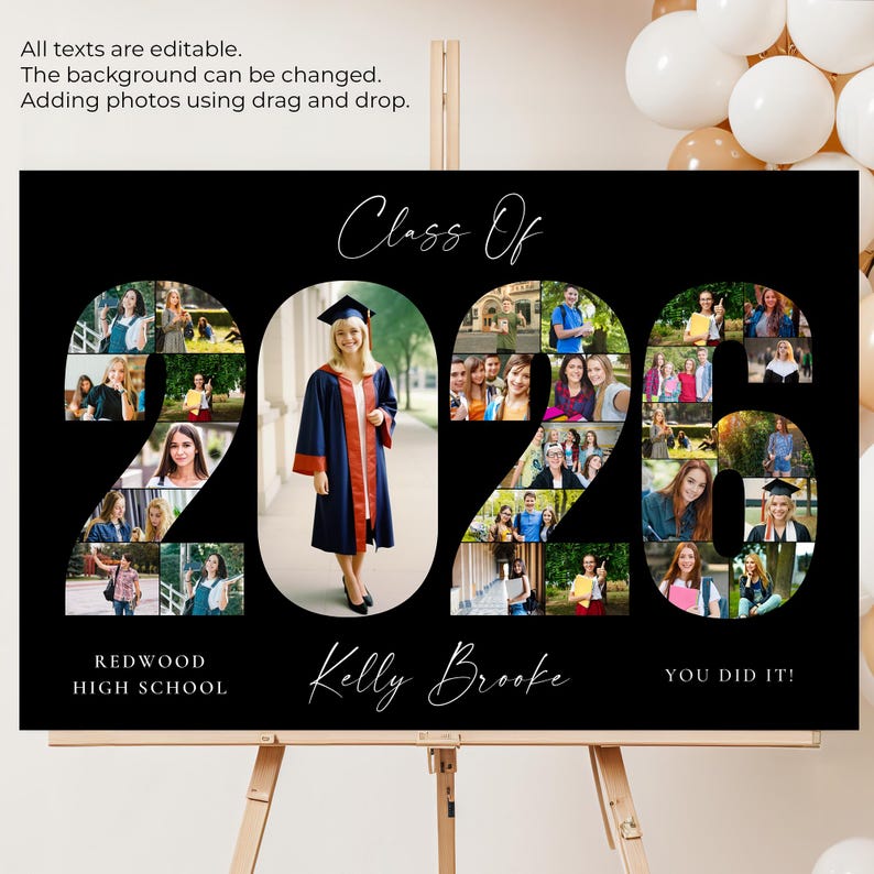 2026 graduation photo collage template, class of 2026