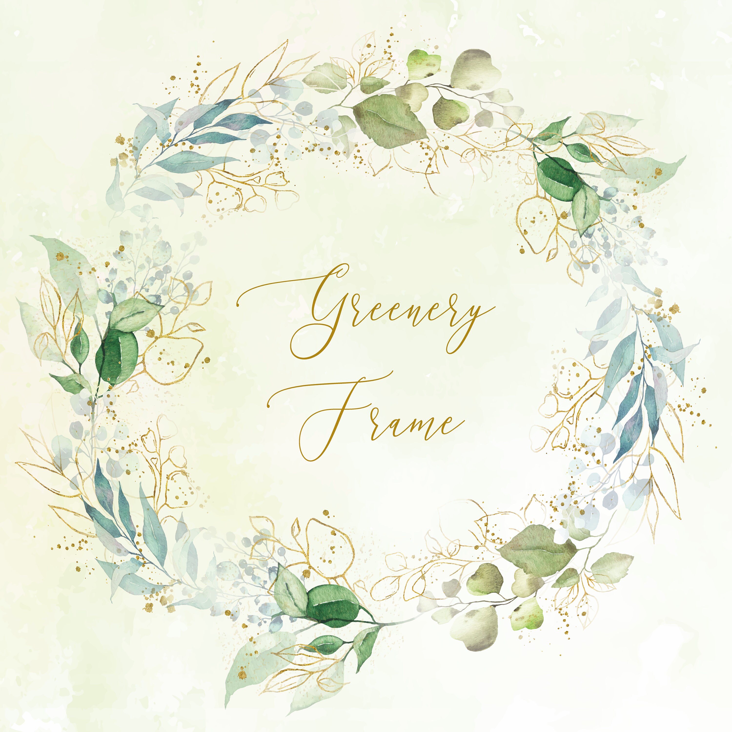 Download Watercolor Greenery Leaves Frame Clipart Floral Wreath Svg Etsy