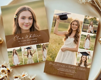Graduation Announcement Template, Photo Collage Graduation Party Invitation, Editable Canva Invite (Digital Download), #G26
