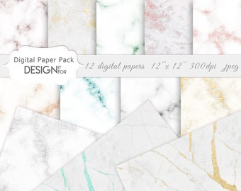 Marble Digital Paper Pack, Marble Texture, gold marble, white marble, marble backgrounds