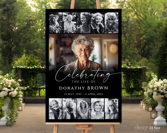 Funeral Photo Collage Template Funeral Welcome Sign, Funeral Poster, Funeral Photo Board, Celebration Of Life Poster, In loving Memory Board