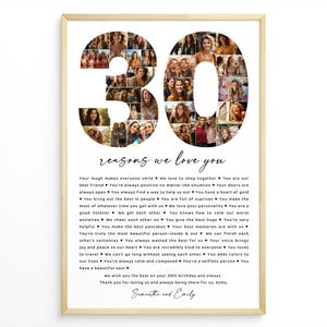 30 Reasons We Love You Poster Photo Collage Template , Printable 30th Birthday Gift for Him or Her, Personalized 30th Anniversary, #RT30