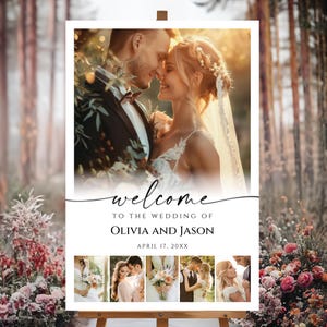 Elegant Photo Wedding Welcome Sign Template, Welcome Board, Wedding Photo Collage, Modern Welcome Sign, Printable Wedding Reception Poster