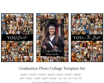 Graduation Photo Collage Poster Welcome Sign Template Set, High School Party Poster Display, Graduation Gift for Seniors Class of 2025 Board