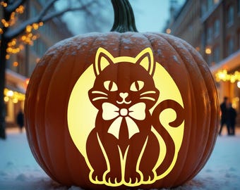 Black Cat Pumpkin Carving Stencil – Printable Halloween Jack O Lantern Pattern (Digital Download), #JOL