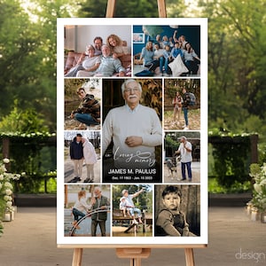 Funeral Welcome Sign Poster Template, Funeral Photo Collage Template, Memory Sign Photo Collage, in loving memory, Poster Funeral Collage