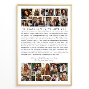30 Reasons Why We Love You Photo Collage Template , Printable Birthday Gift for boyfriend, husband, wife, Mom or Dad, 30th Anniversary