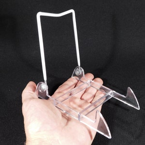 Easel Display Stand Medium Size ADJUSTABLE White Back Clear Base