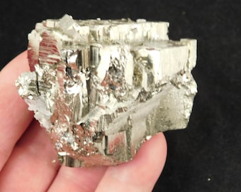Larger! 100% Natural STEPPED PYRITE Crystal CUBE Cluster Huanzala Mine Peru 317gr