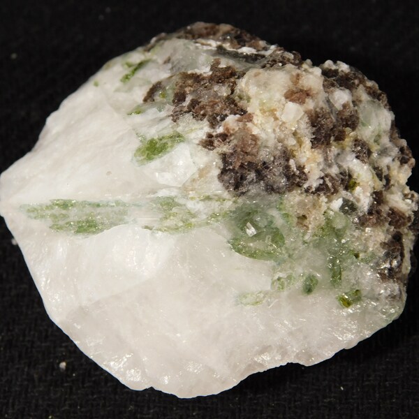 Green Verdelite Tourmaline Crystals with Lepidolite on Quartz! Brazil 83.9gr