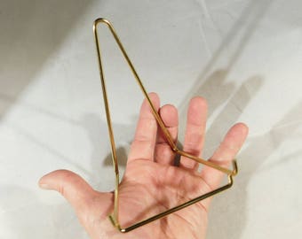 ONE! Large Brass or Gold Colored Display Stand for Plates, Fossils and More!