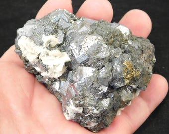 ¡Más grande! Cúmulo de cristales de galena rómbica 100 % natural de Perú, 636 g