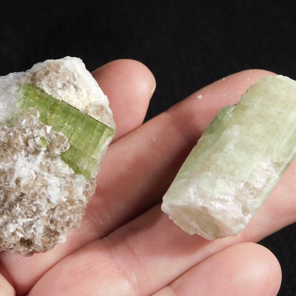 TWO! Green Verdelite Tourmaline Crystals or Clusters! From Brazil 107gr