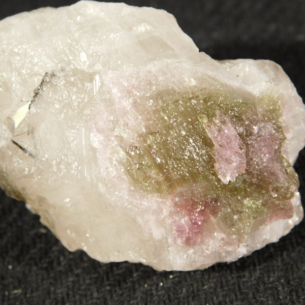 GREEN and Dark Pink Tourmaline on Quartz Brazil 42.2gr