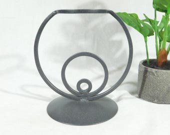 Expositor esférico de metal, diseño moderno, tamaño mediano, color plata oscuro