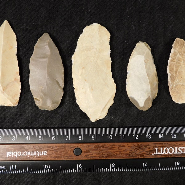 Lot of FIVE! Ancient Prismatic Flint Stone TOOLS! or Artifacts Algeria 67.0gr